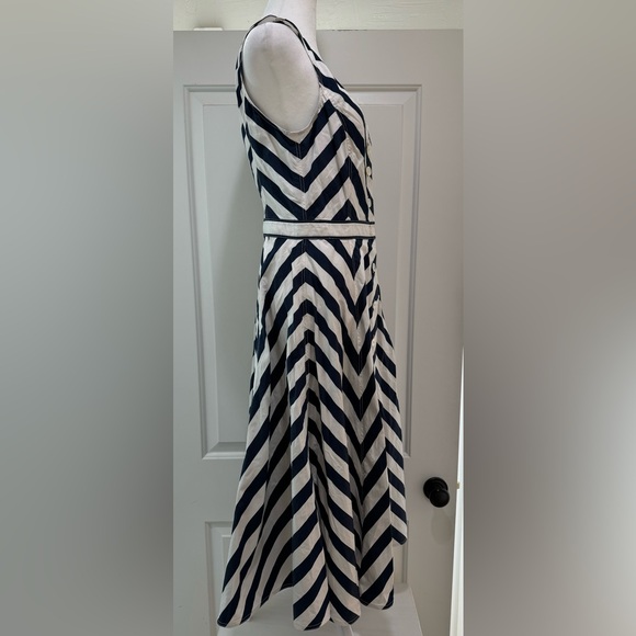 NWOT RALPH LAUREN Chevron Stripe Cotton Midi Dress - Picture 9 of 14
